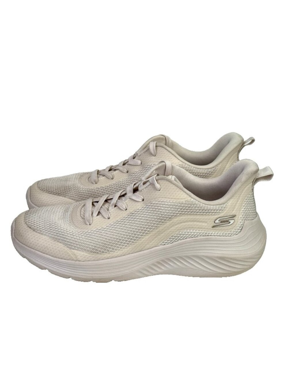 Skechers Bobs Squad Waves Shoes Womens 9 Beige Sneakers Comfort Walking 117483